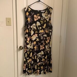 Loft Plus Back Dress with Yellow Flowers